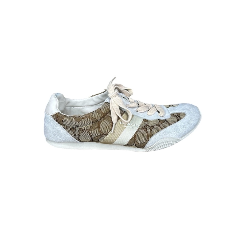 COACH Kelson Outline Signature Suede in Khaki and Chalk Womens Size 7 - Picture 11 of 16